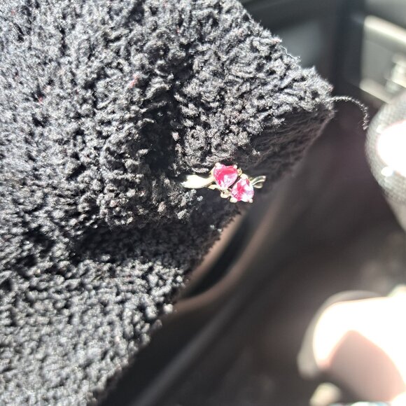 Double heart sterling silver alexandrite ring - Picture 1 of 3